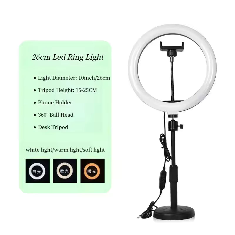 Aro de luz 16 cm 3 tonos metálico