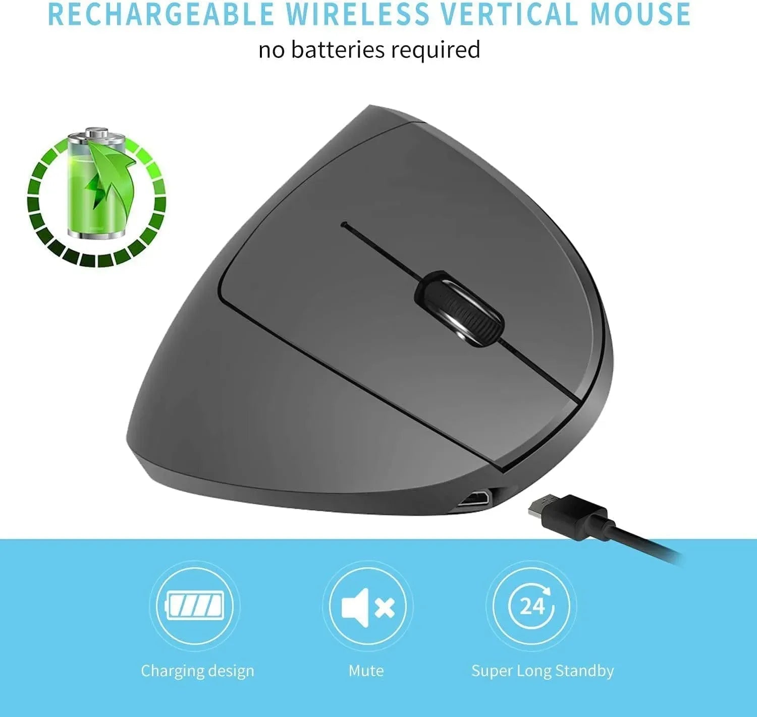 Mouse vertical ergonómico para aliviar tensión de mano