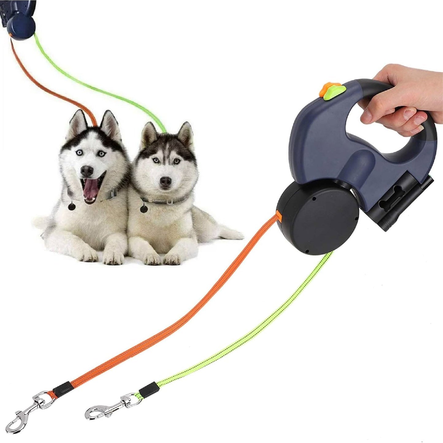 Correa Retráctil Doble Para Dos Perros - ISDU
