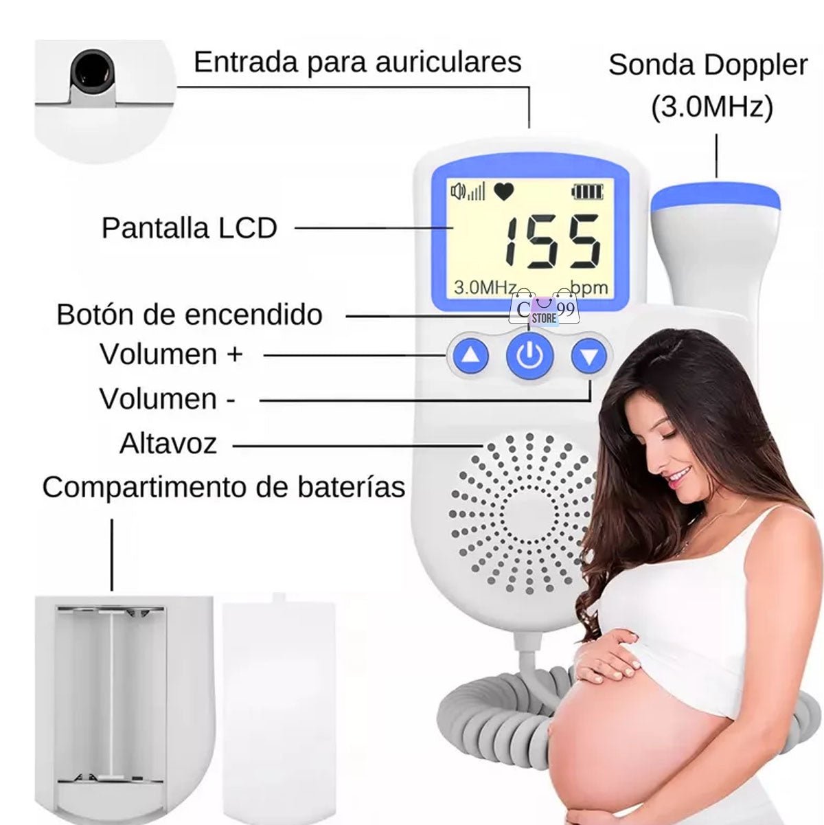 Monitor Latidos Fetales Doppler Embarazo - ISDU
